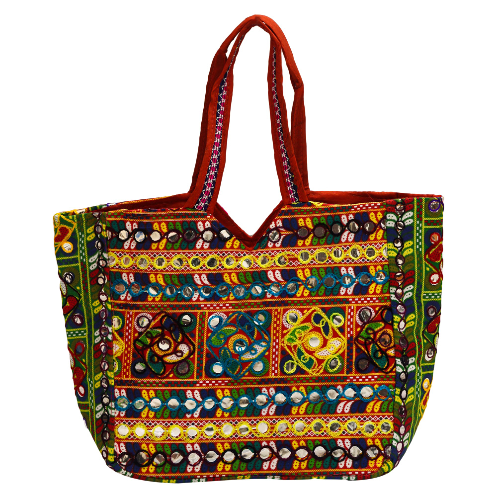 Tote bag with multi-colour detailed embroidery