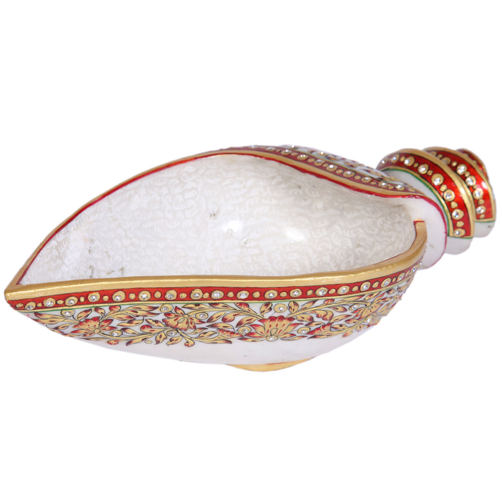 Traditional Marble Meenakari Crafted Serving Conch Online