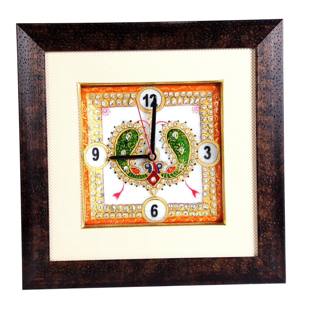 Marble Meenakari Handicrafts Wall Clock Online