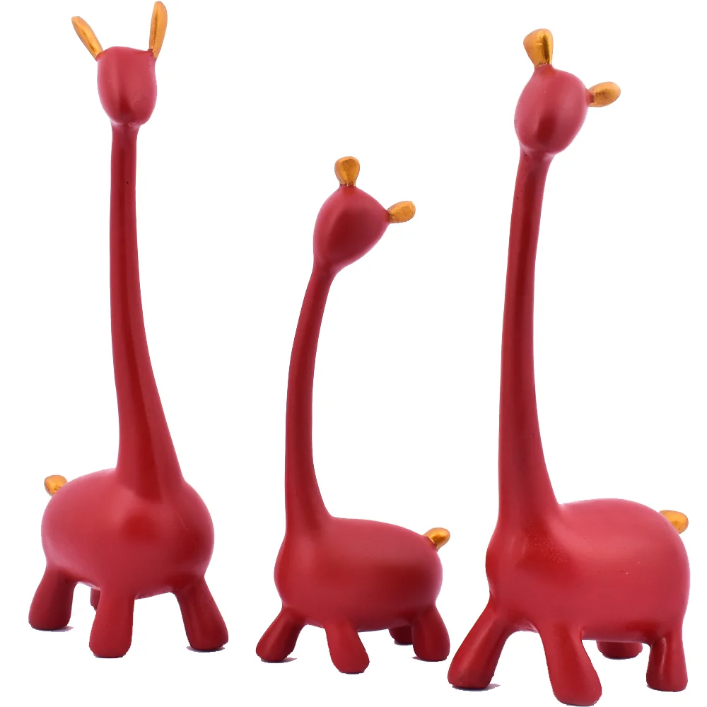 A Set Of Three Red-Colored Giraffe Is The Perfect Gift Item For Housewarming Parties