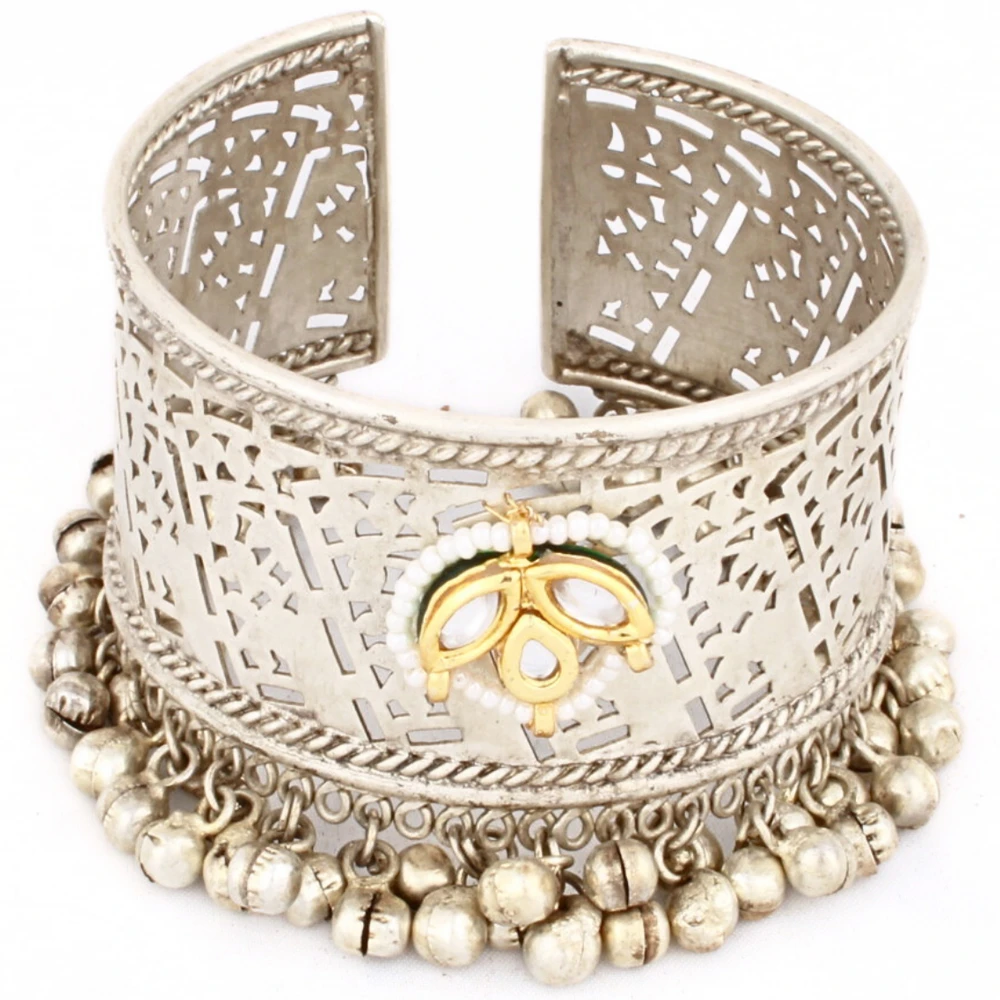 Authentic piece of bangle decorated with silver beads