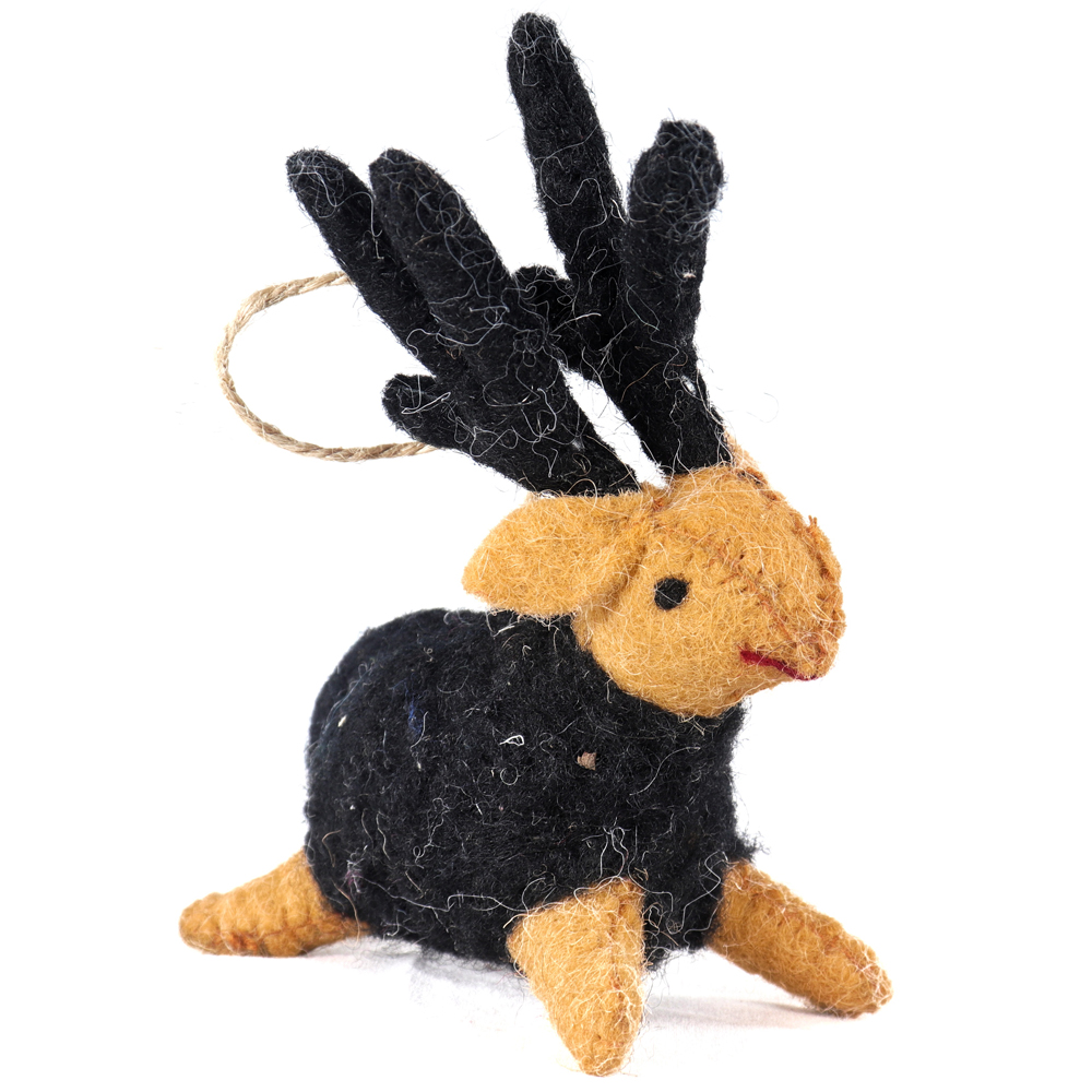 Baby reindeer with black horns showpiece