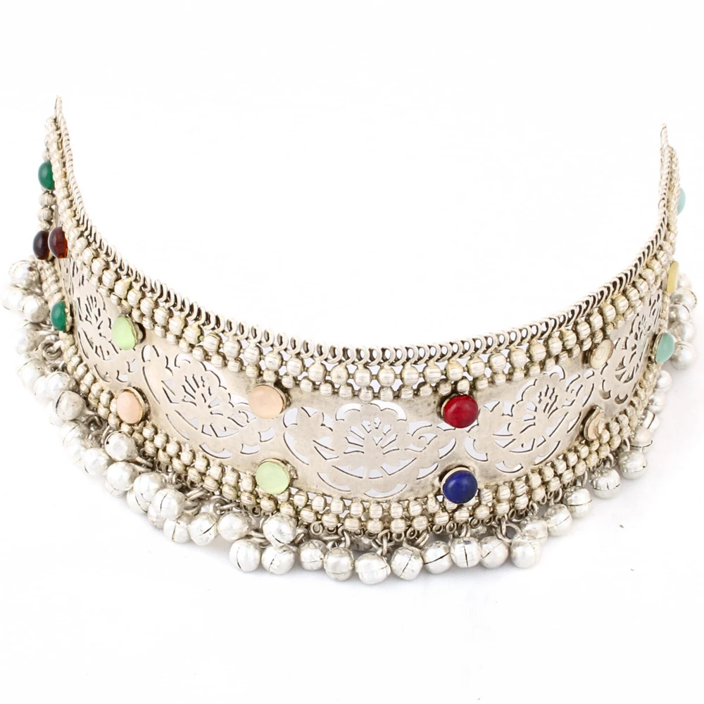 Gorgeous brass choker with multicolor stones 