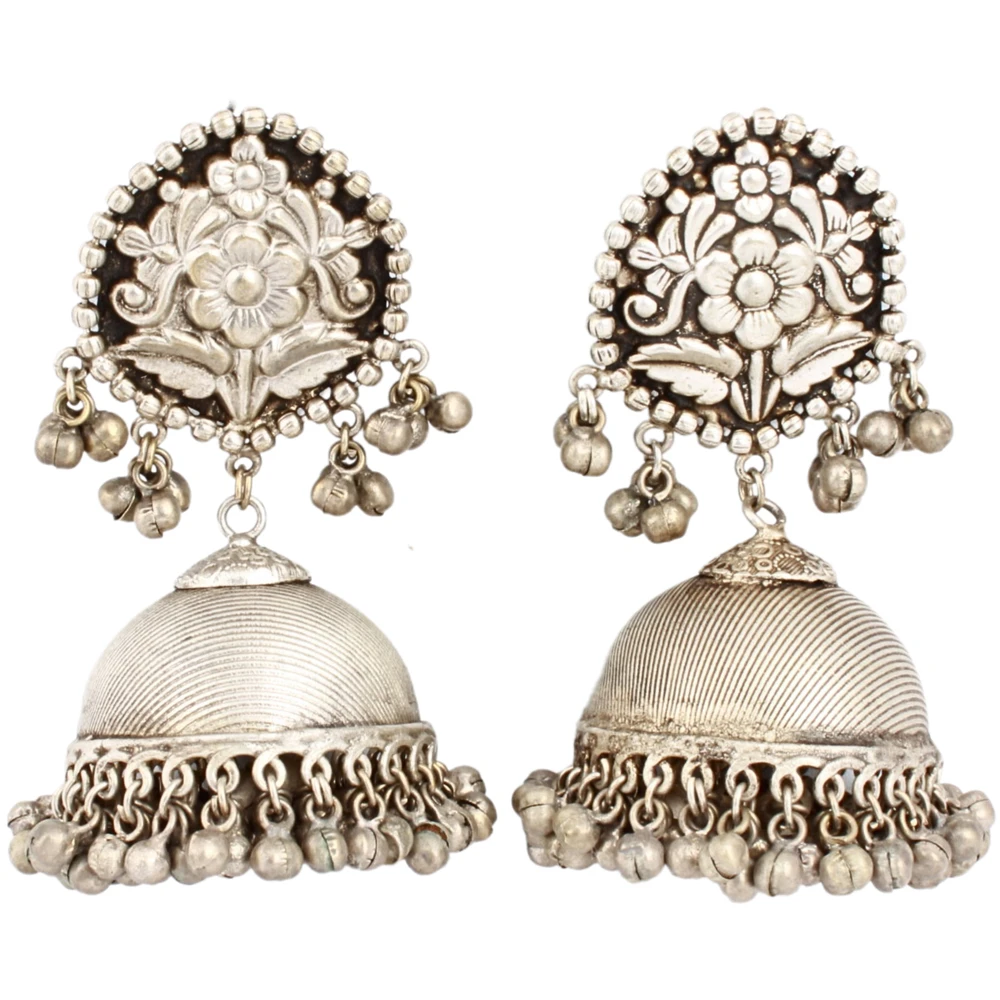 Handmade Jewelry-Handcrafted Brass Jhumkis With Motifs