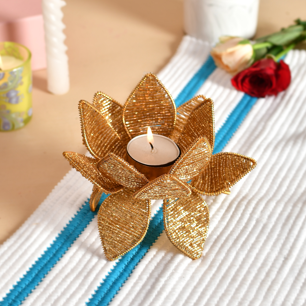 Lotus Blooms Elegant T-Lite Candle Holder in Lotus Shape