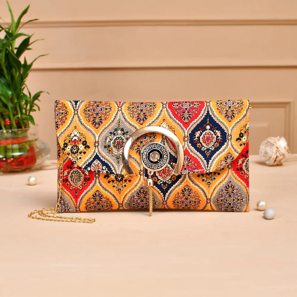 Multicolor Rajasthani Style Clutch, Crossbody, Vintage Envelope Bag