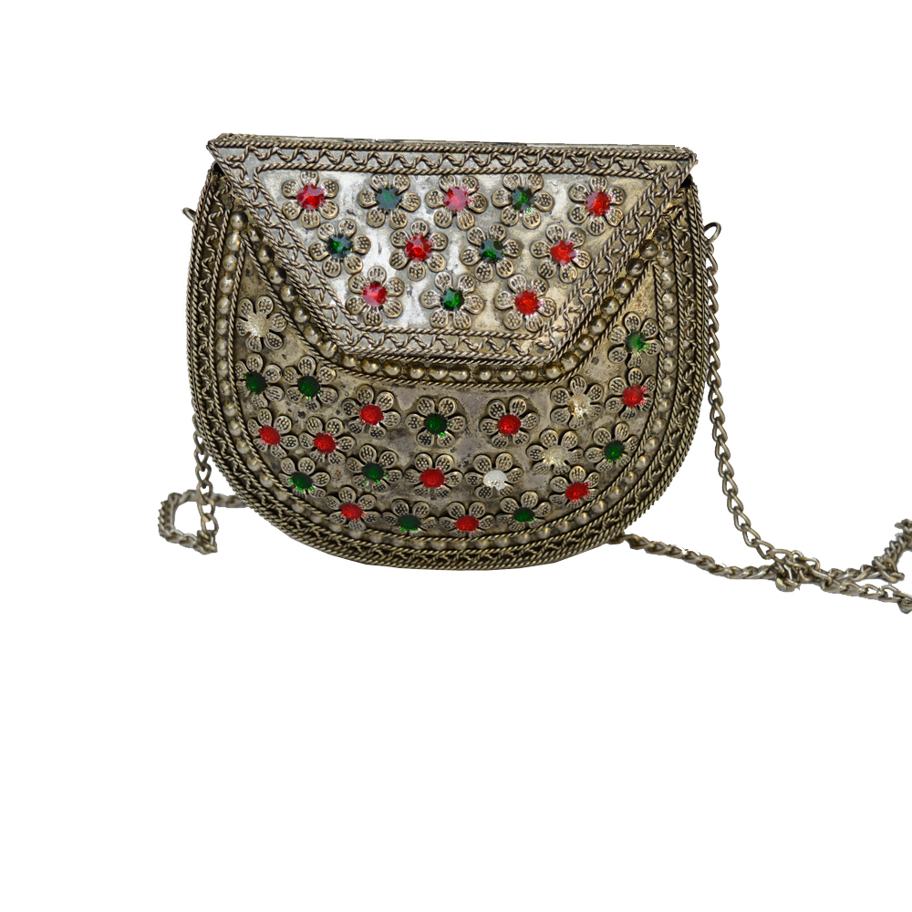 Stones Style Painted Oxidized Bag with Chain Strap