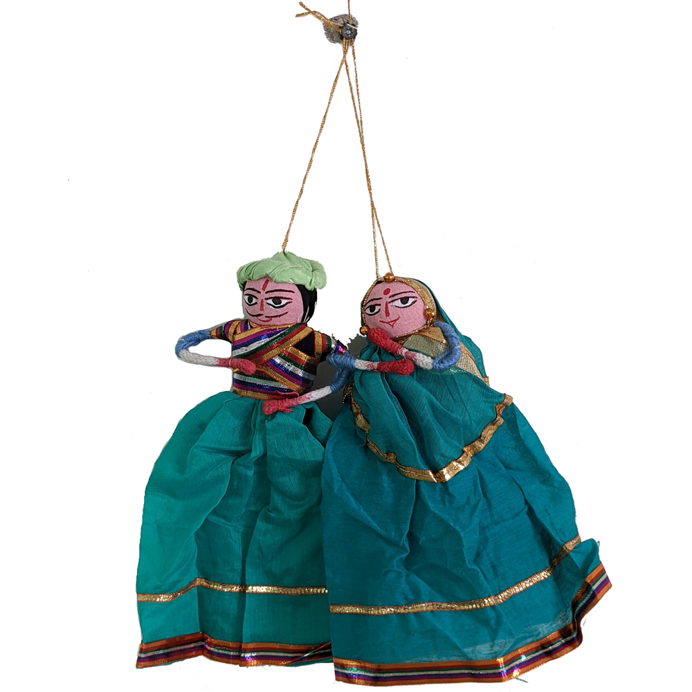 Rajasthani handmade folk dancing puppet in couple