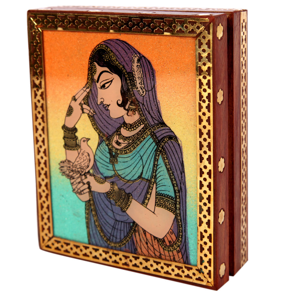 Aapno Rajasthani Bani Thani Wooden Gemstone Jewellery Box