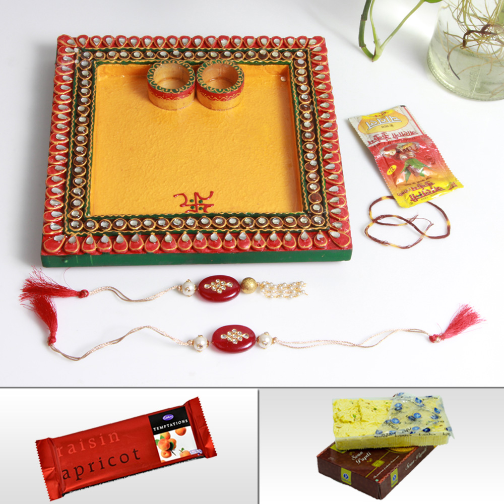 Thali With Rakhi & Dry Fruits ( Rakhi Gifts For Brother ) – India Cakes N  Flowers