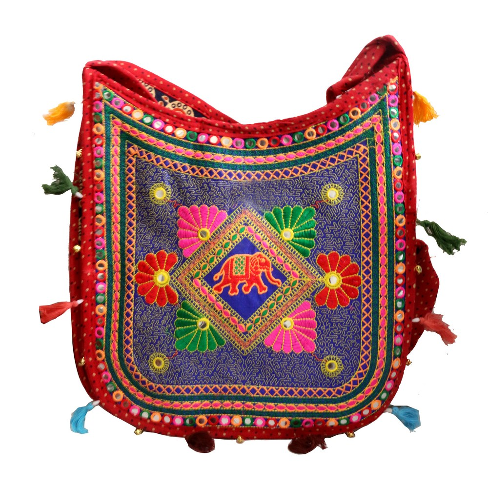 Beautiful Red Handle Bag With Flower Petal Designs For All Purpose 