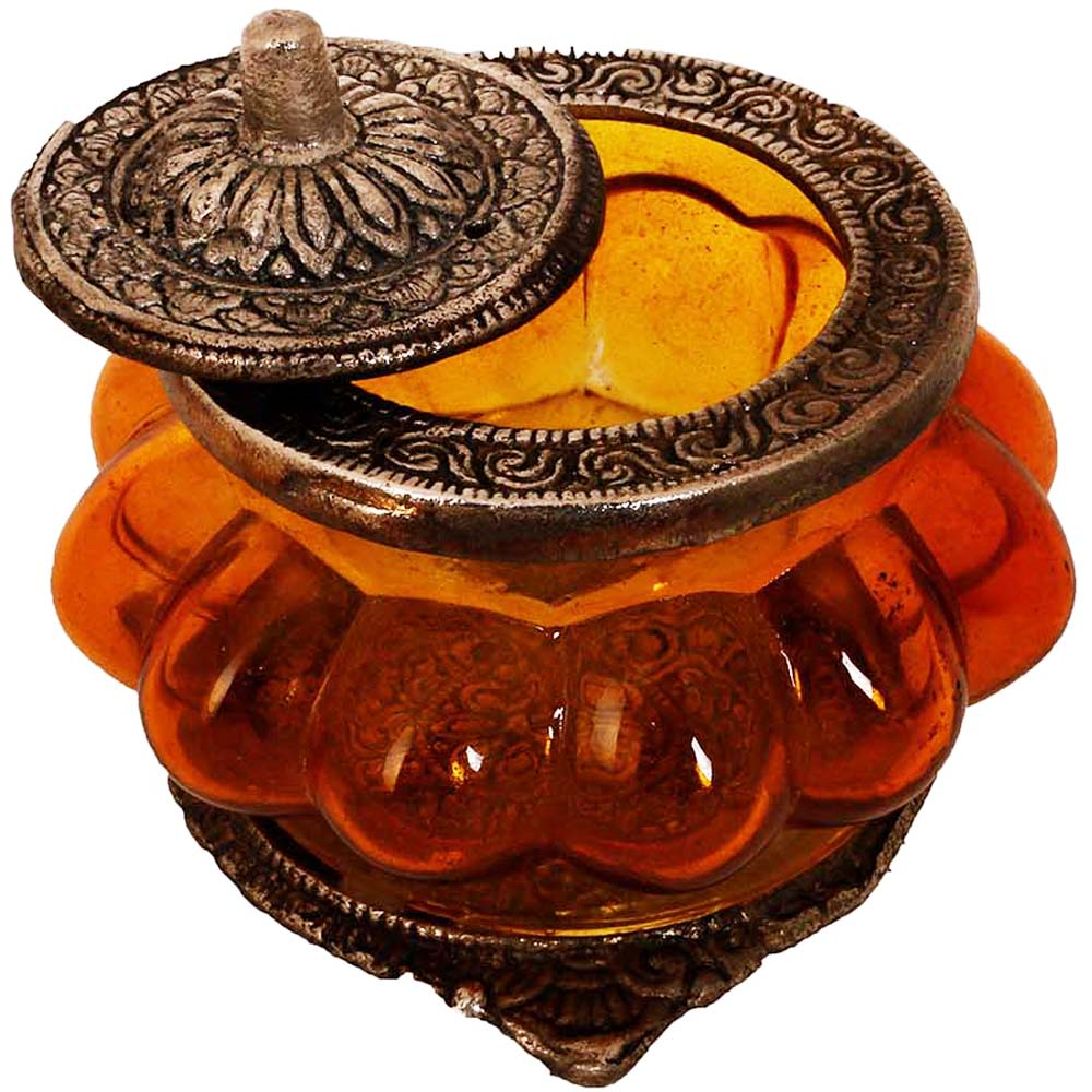 Oxidized Handicraft Musk Melon Shaped Glass Bowl Online