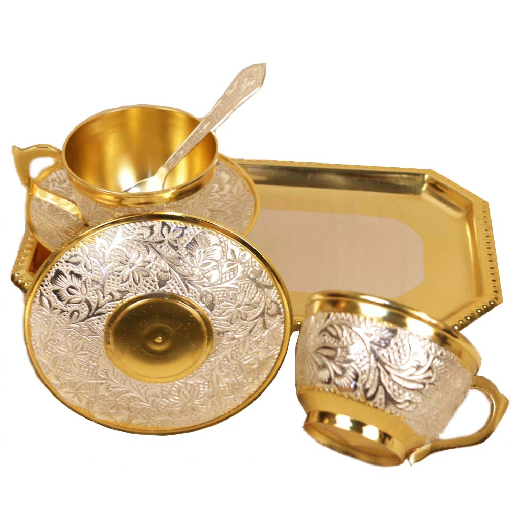Traditional German Silver Cup and Saucer set comes with a tray