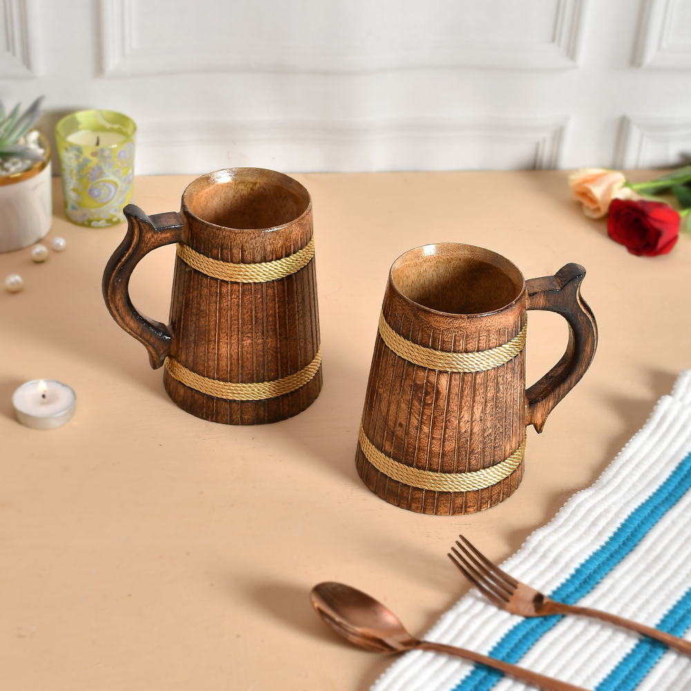 Rustic Charm Handcrafted Wooden Beer Mugs for a Unique Sip