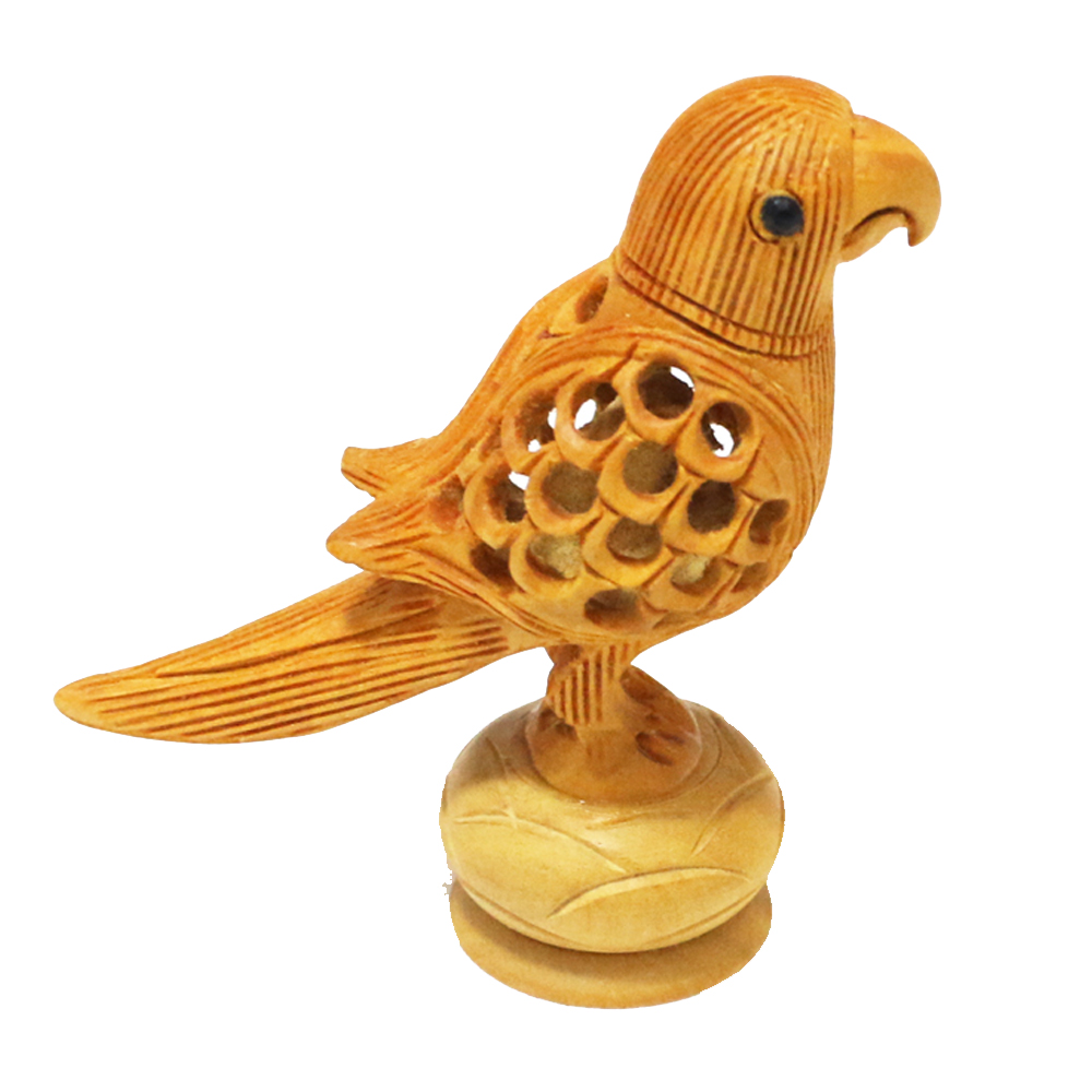 Critically Carved Wooden Parrot