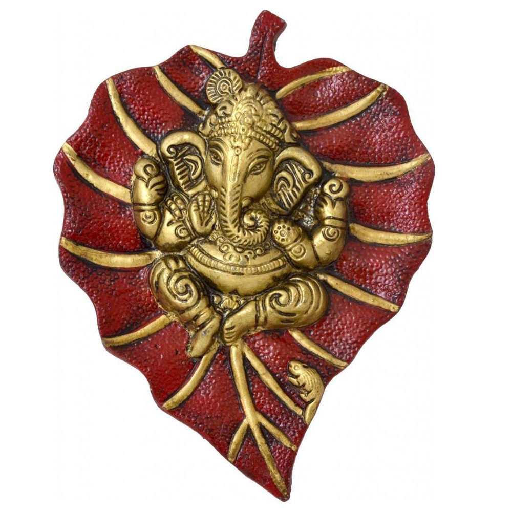 Decorate Your Home With Lord Ganesha On Red Leaf