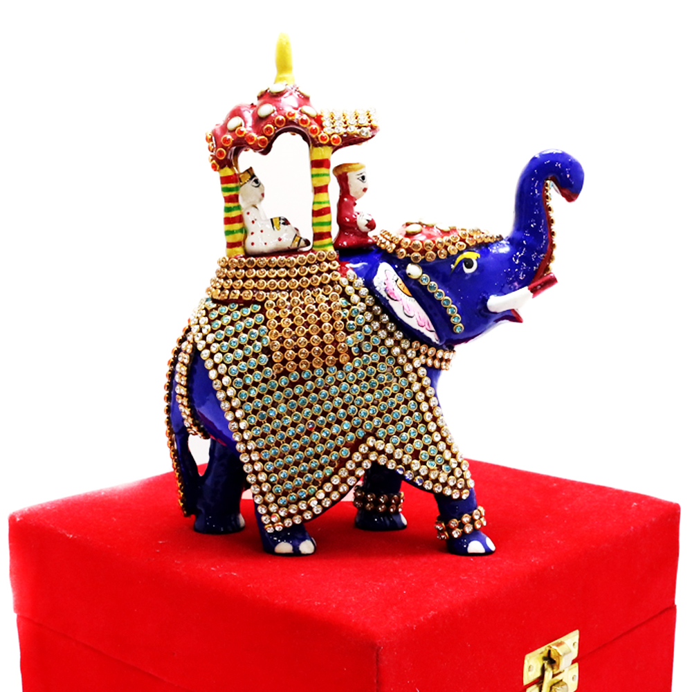 Decorative Elephant In Royal Colour With Design Work