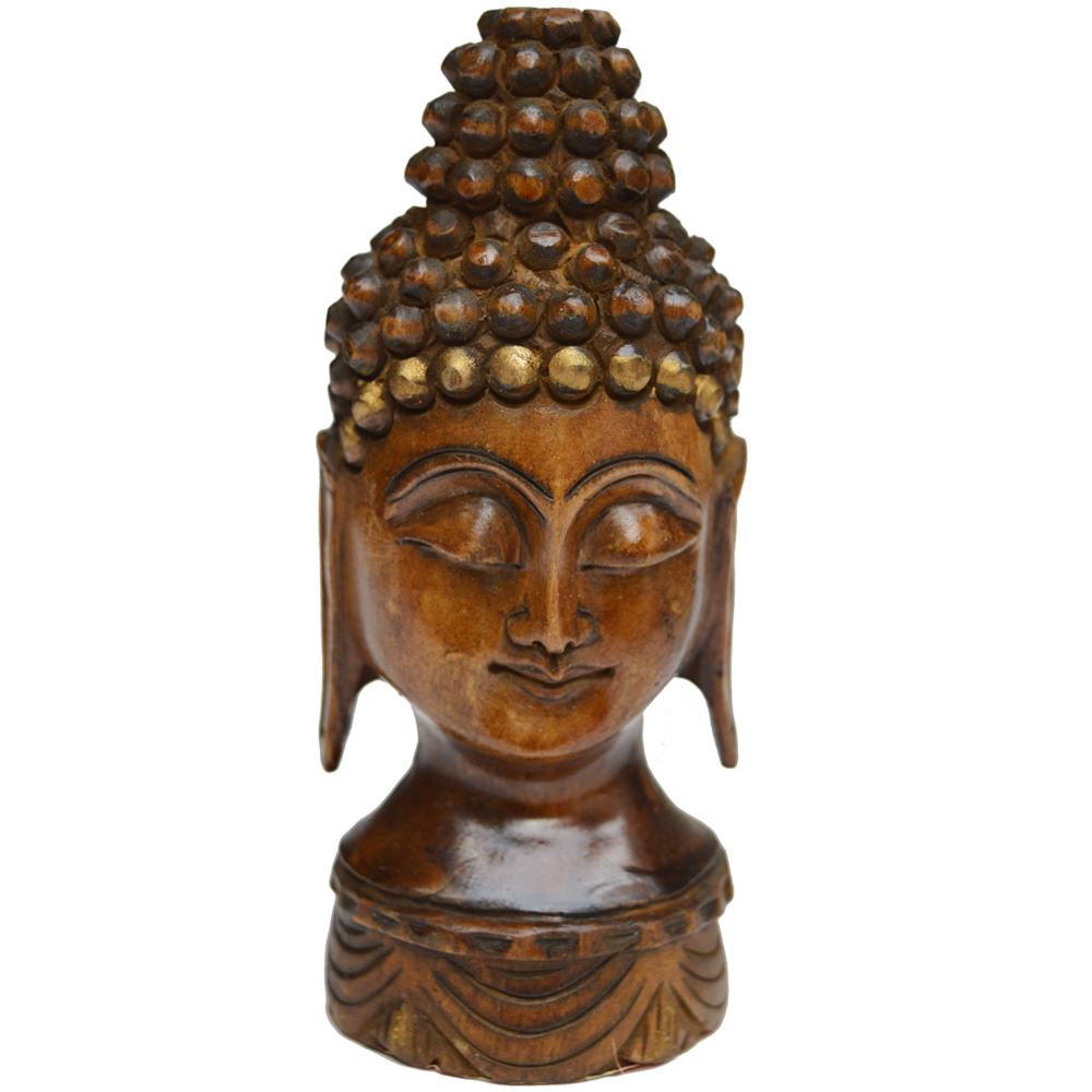 Decorative Mahatma Buddha Head Figure in Wood 