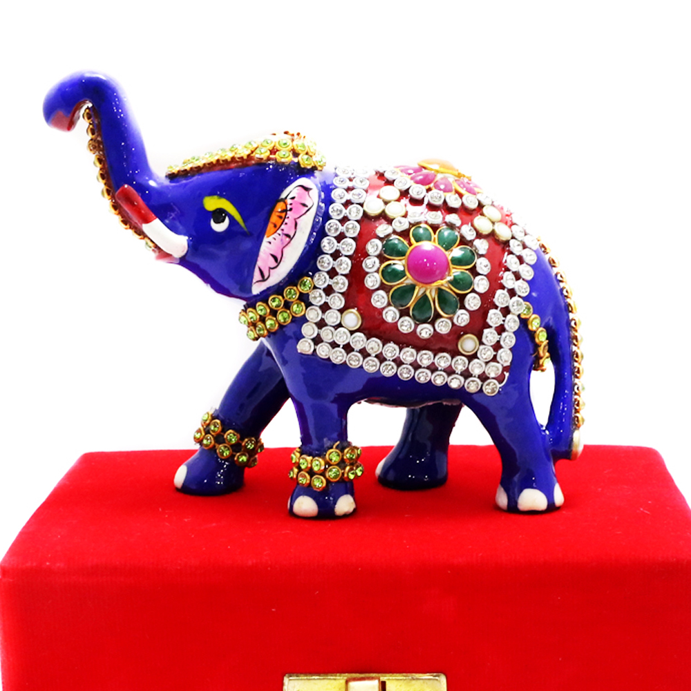 Elephant Made Of Metal With Stone  Designs