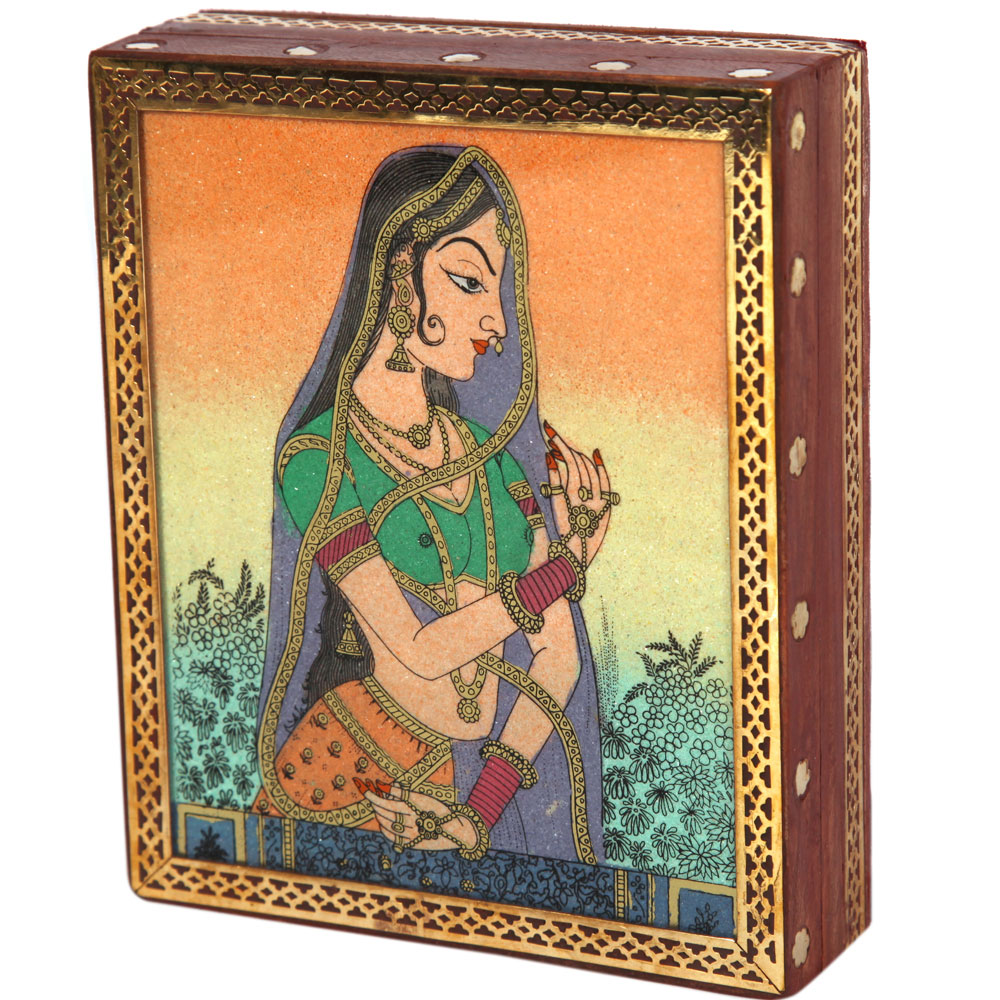 Fair Trade Handmade Vintage Wooden Rajasthani Jewellery Box Indian Handicraft 