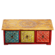 Multicolor Horizontal Three Drawer Embossed Box in Wood return gift