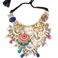 Multi-color silver-coated brass neckpiece