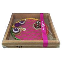 Beautiful vibrant color handmade puja thali