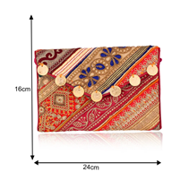 Clutch With Hand-Embroidered Zari Coin Detailing