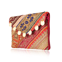 Clutch With Hand-Embroidered Zari Coin Detailing