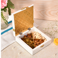 Elegant White and Gold Dry Fruit Box Best for Return Gift