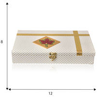 Elegant White and Gold Leaf Design Dry Fruit Box