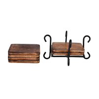 Exquisite Entertaining: Wooden and Metal 6 Pcs. Coaster Set