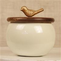 Eye catching container with attractive wooden lid