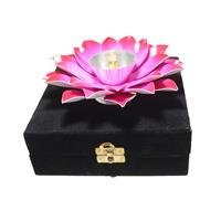 Flower Shaped Diya Metal Crafted In Velvet Box