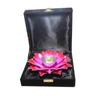 Flower Shaped Diya Metal Crafted In Velvet Box