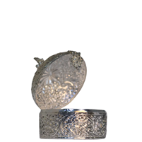 German Silver Handcrafted Round Box with Intricate Carvings