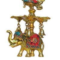 Gold Plated Elephant Peacock Diya Stand with gemStone Work