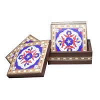 Gorgeous Set Of Jaipuri Tea Coasters Wood Hand Craft
