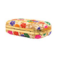 Gorgeous floral embroidered clutch with golden chain strap