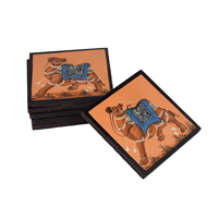 Hand-Painted Camel Wooden Coasters Set of 6 for return gifts