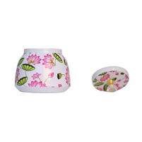 Hand Painted Lotus Alloy Mixed Metal Jar Elegant Storage