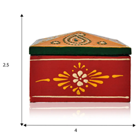 Hand-Painted Wooden Square Dry Fruit Box with Decorative Lid