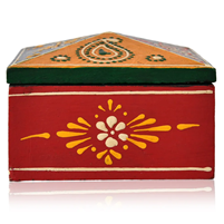 Hand-Painted Wooden Square Dry Fruit Box with Decorative Lid