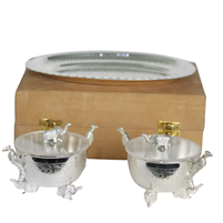 Handcrafted German Silver Elephant Bowl Tray Set of Three