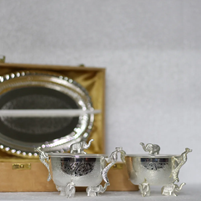 Handcrafted German Silver Elephant Bowl Tray Set of Three