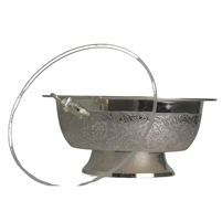 Handcrafted German Silver Floral Engraved Bowl has Glass Lid