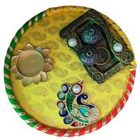 Handcrafted MDF pooja thali with beautiful fabric