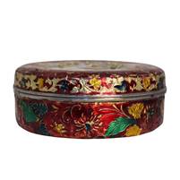 Handcrafted Meenakari Peacock Round Box Decorative Storage