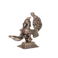 Handcrafted Oxidised Silver Plated Peacock Diya Puja Decor