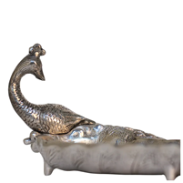 Handcrafted Oxidised Silver Plated Peacock Leaf Serving Bowl